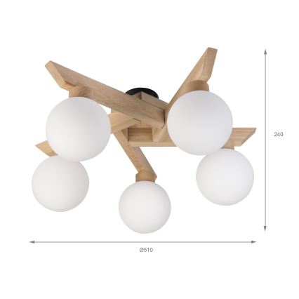 Przysufitowy żyrandol ANTONIO 5xG9/5W/230V dąb/biały