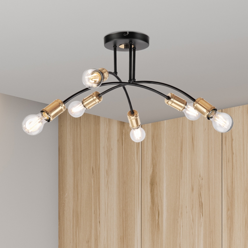 Przysufitowy żyrandol ANYA 6xE27/15W/230V czarny/złoty