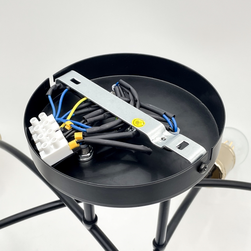 Przysufitowy żyrandol ANYA 6xE27/15W/230V czarny/złoty