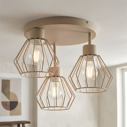 Przysufitowy żyrandol AUDREY 3xE27/60W/230V beżowy