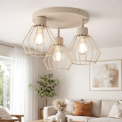 Przysufitowy żyrandol AUDREY 3xE27/60W/230V beżowy