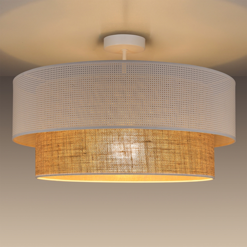 Przysufitowy żyrandol BORHO 1xE27/60W/230V biały/juta