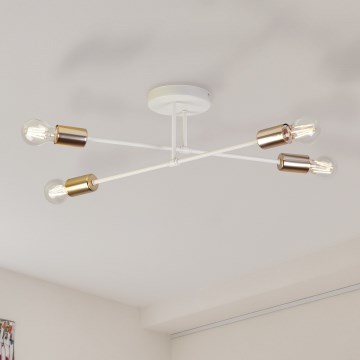 Przysufitowy żyrandol CAMBRIDGE 4xE27/15W/230V mosiądz/biały