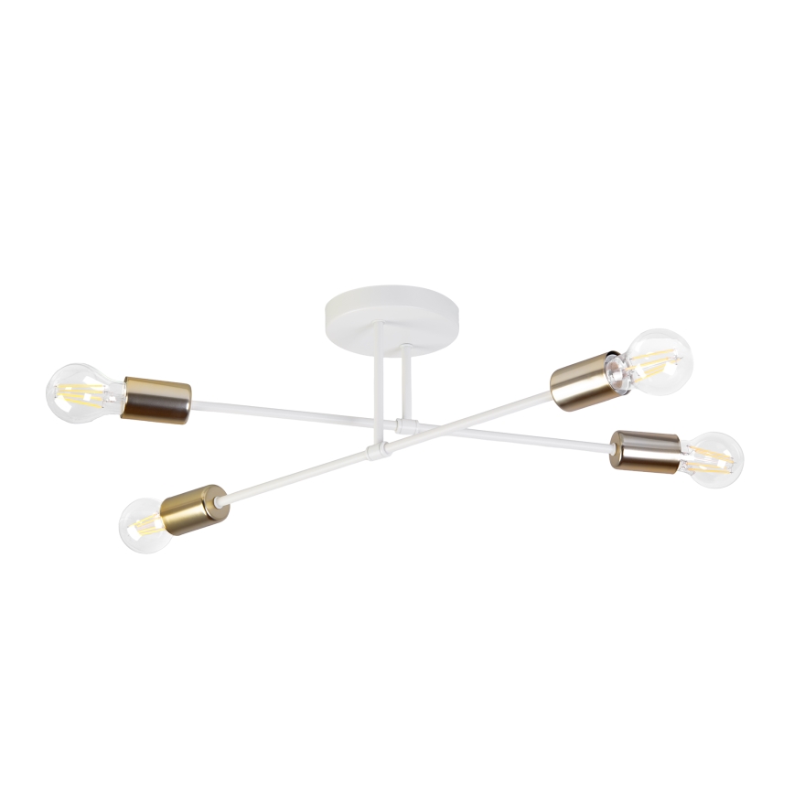 Przysufitowy żyrandol CAMBRIDGE 4xE27/15W/230V mosiądz/biały