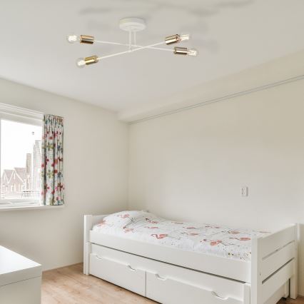 Przysufitowy żyrandol CAMBRIDGE 4xE27/15W/230V mosiądz/biały