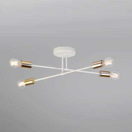Przysufitowy żyrandol CAMBRIDGE 4xE27/15W/230V mosiądz/biały