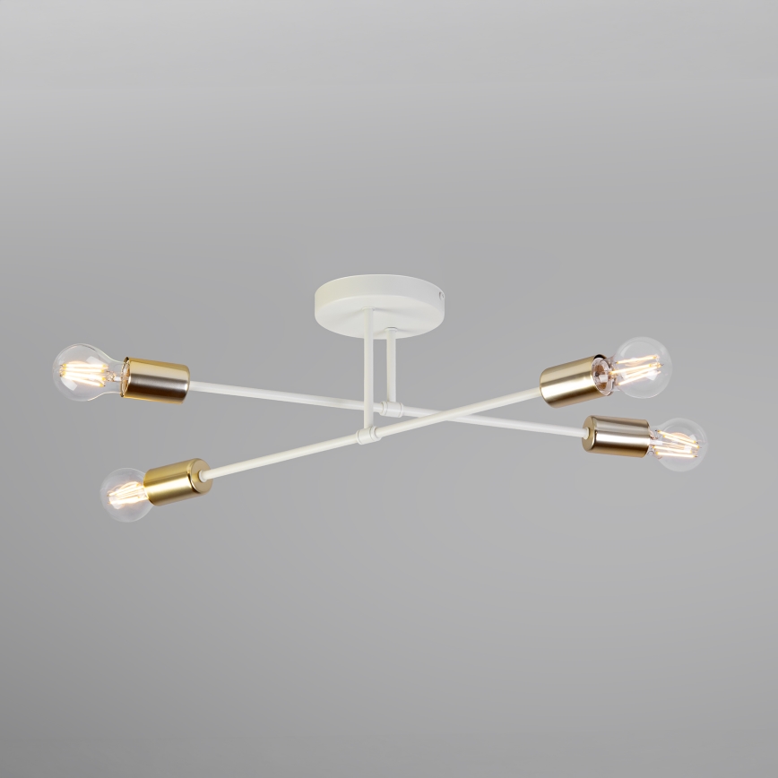 Przysufitowy żyrandol CAMBRIDGE 4xE27/15W/230V mosiądz/biały