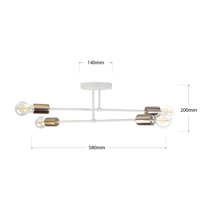 Przysufitowy żyrandol CAMBRIDGE 4xE27/15W/230V mosiądz/biały