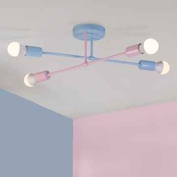 Przysufitowy żyrandol CAMBRIDGE 4xE27/15W/230V niebieski/różowy