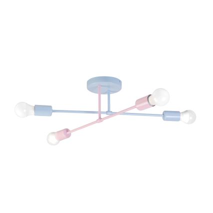 Przysufitowy żyrandol CAMBRIDGE 4xE27/15W/230V niebieski/różowy