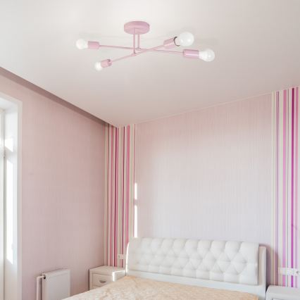 Przysufitowy żyrandol CAMBRIDGE 4xE27/15W/230V różowy