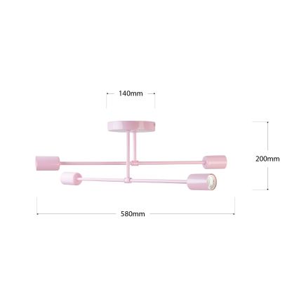 Przysufitowy żyrandol CAMBRIDGE 4xE27/15W/230V różowy