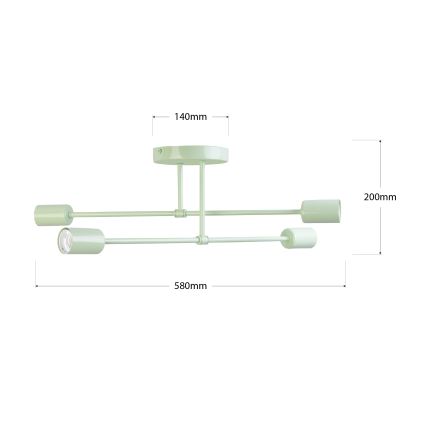 Przysufitowy żyrandol CAMBRIDGE 4xE27/15W/230V zielony