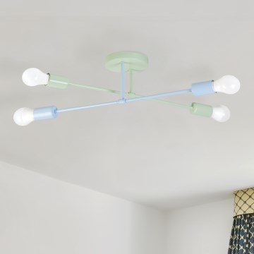 Przysufitowy żyrandol CAMBRIDGE 4xE27/15W/230V zielony/niebieski