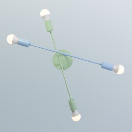 Przysufitowy żyrandol CAMBRIDGE 4xE27/15W/230V zielony/niebieski