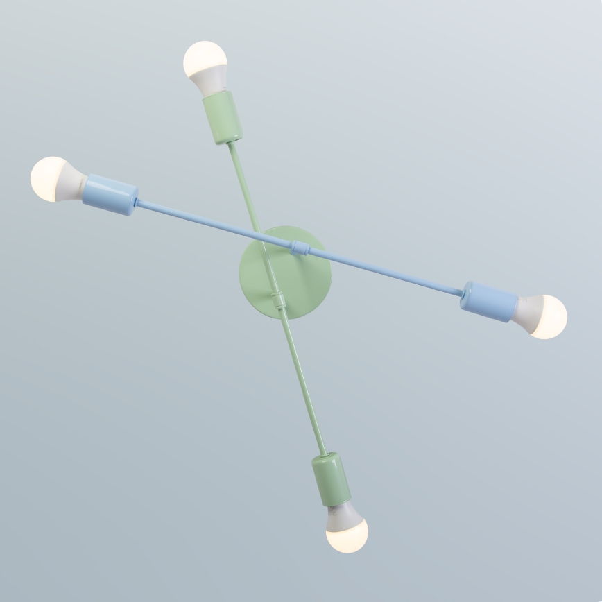 Przysufitowy żyrandol CAMBRIDGE 4xE27/15W/230V zielony/niebieski