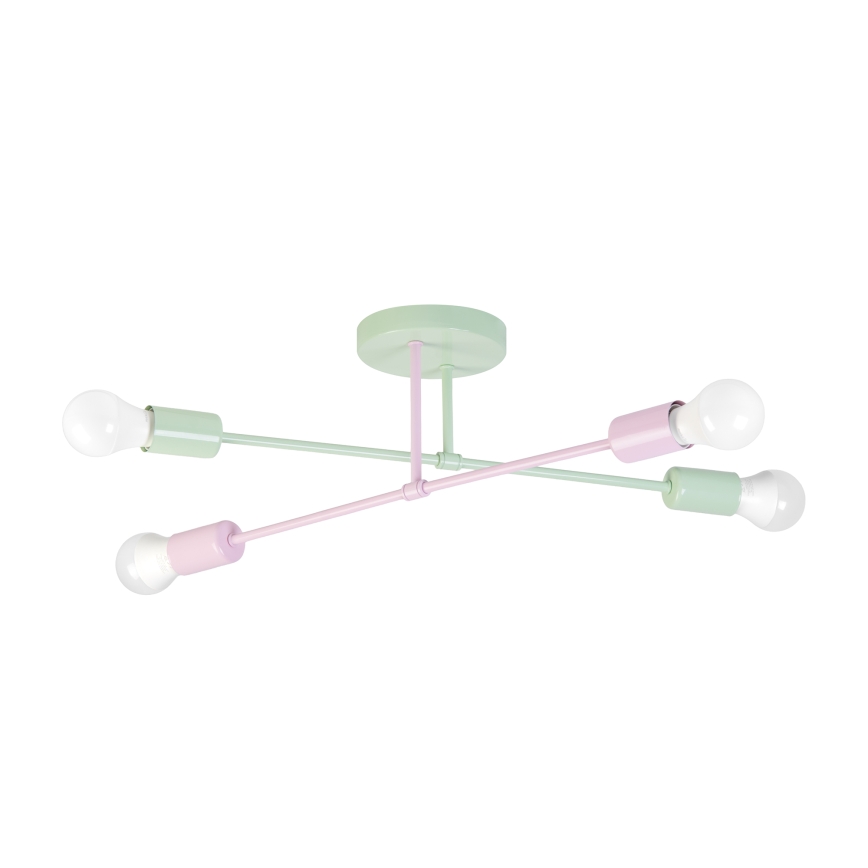 Przysufitowy żyrandol CAMBRIDGE 4xE27/15W/230V zielony/różowy
