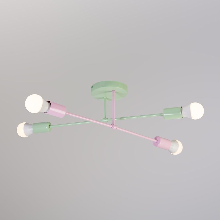 Przysufitowy żyrandol CAMBRIDGE 4xE27/15W/230V zielony/różowy