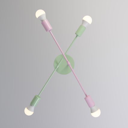 Przysufitowy żyrandol CAMBRIDGE 4xE27/15W/230V zielony/różowy