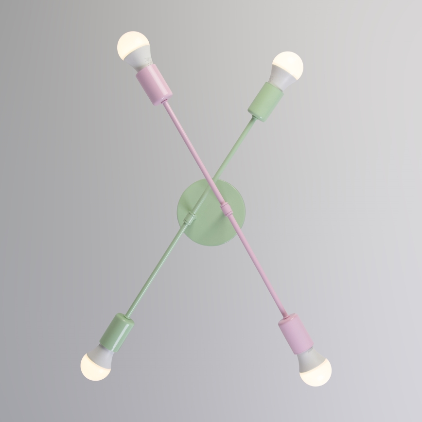 Przysufitowy żyrandol CAMBRIDGE 4xE27/15W/230V zielony/różowy