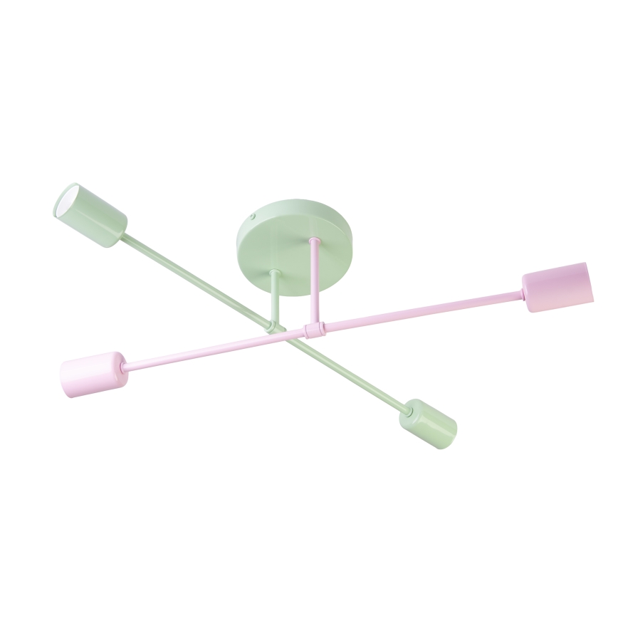 Przysufitowy żyrandol CAMBRIDGE 4xE27/15W/230V zielony/różowy