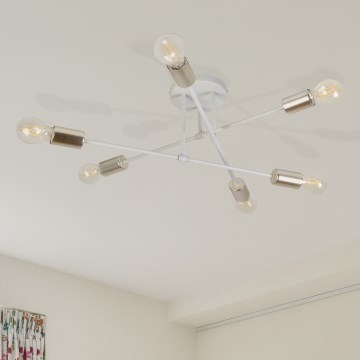 Przysufitowy żyrandol CAMBRIDGE 6xE27/15W/230V mosiądz/biały