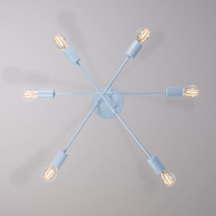 Przysufitowy żyrandol CAMBRIDGE 6xE27/15W/230V niebieski