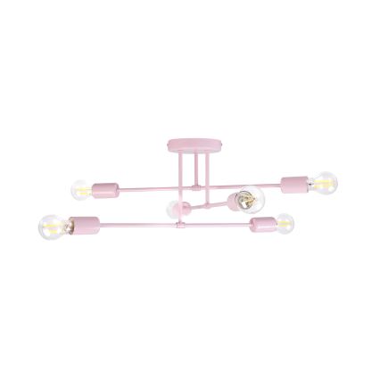 Przysufitowy żyrandol CAMBRIDGE 6xE27/15W/230V różowy