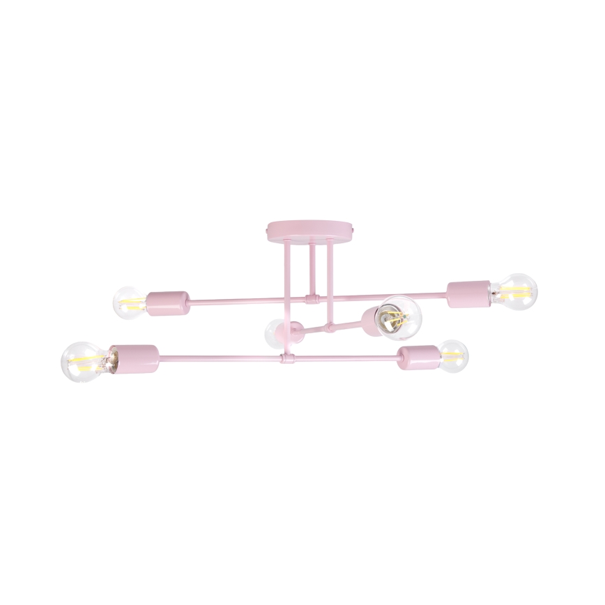 Przysufitowy żyrandol CAMBRIDGE 6xE27/15W/230V różowy