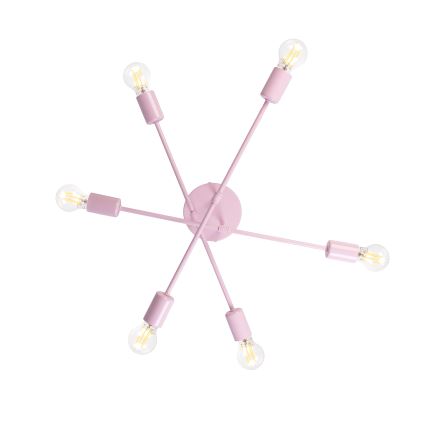 Przysufitowy żyrandol CAMBRIDGE 6xE27/15W/230V różowy