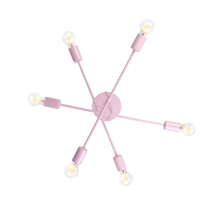 Przysufitowy żyrandol CAMBRIDGE 6xE27/15W/230V różowy