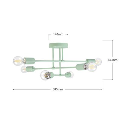 Przysufitowy żyrandol CAMBRIDGE 6xE27/15W/230V zielony