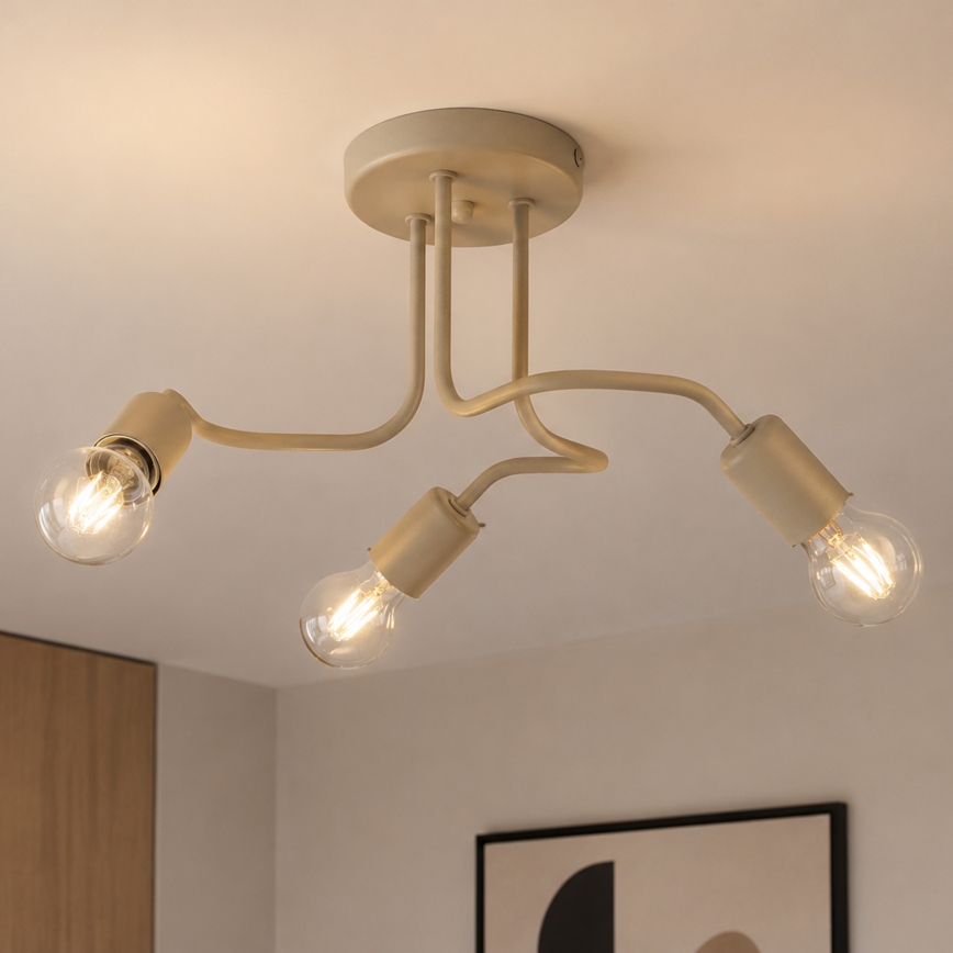 Przysufitowy żyrandol CHARLIE 3xE27/15W/230V beżowy