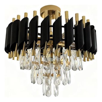 Przysufitowy żyrandol CRISTAL 5xE14/10W/230V czarny/złoty