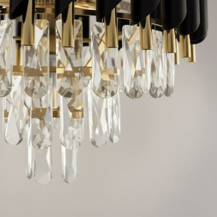 Przysufitowy żyrandol CRISTAL 5xE14/10W/230V czarny/złoty