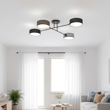 Przysufitowy żyrandol MAGA 4xE14/10W/230V czarny/brązowy/szary