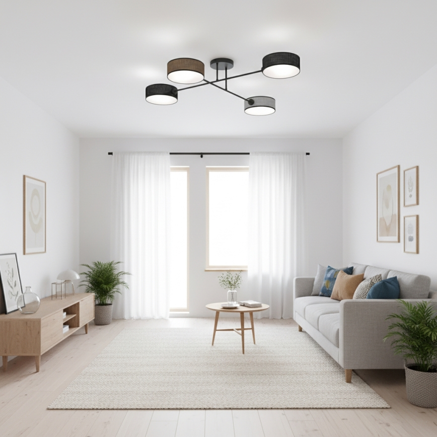 Przysufitowy żyrandol MAGA 4xE14/10W/230V czarny/brązowy/szary