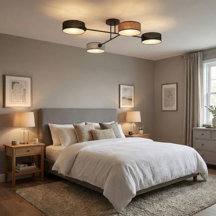 Przysufitowy żyrandol MAGA 4xE14/10W/230V czarny/brązowy/szary