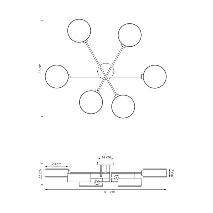 Przysufitowy żyrandol MAGA 6xE14/10W/230V brązowy