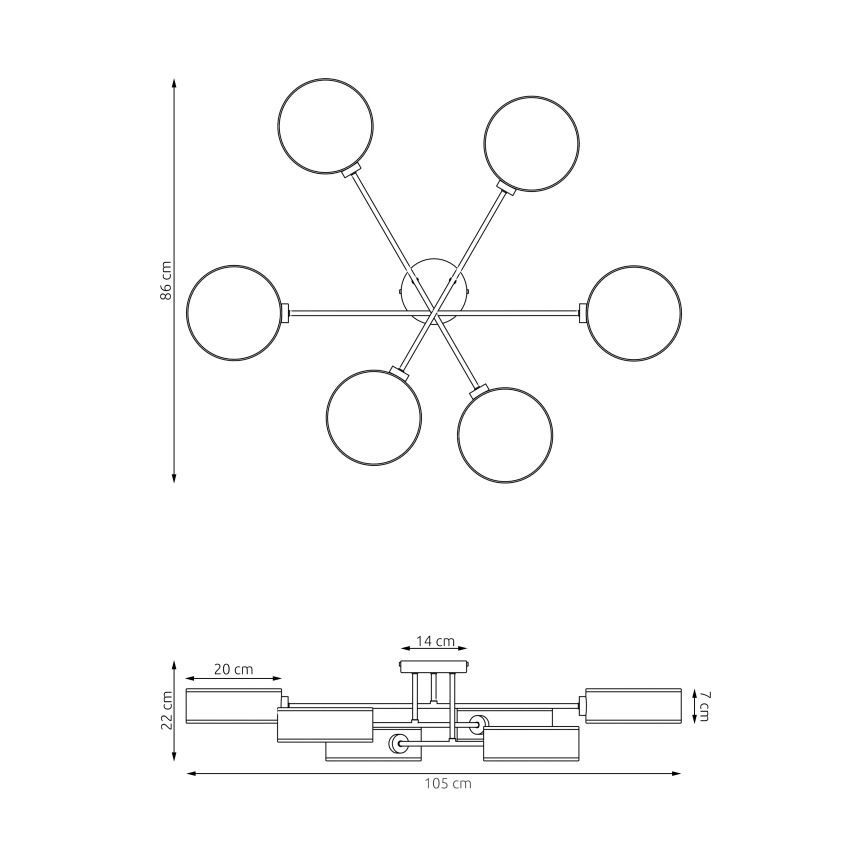 Przysufitowy żyrandol MAGA 6xE14/10W/230V brązowy