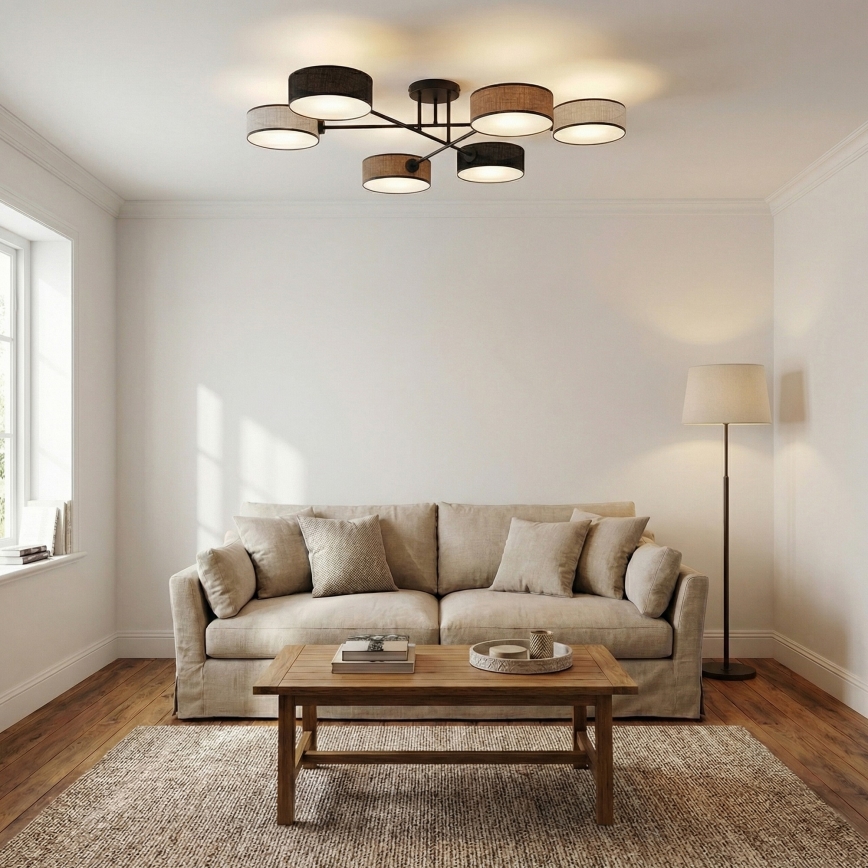 Przysufitowy żyrandol MAGA 6xE14/10W/230V czarny/brązowy/szary