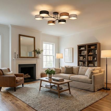 Przysufitowy żyrandol MAGA 6xE14/10W/230V czarny/brązowy/szary