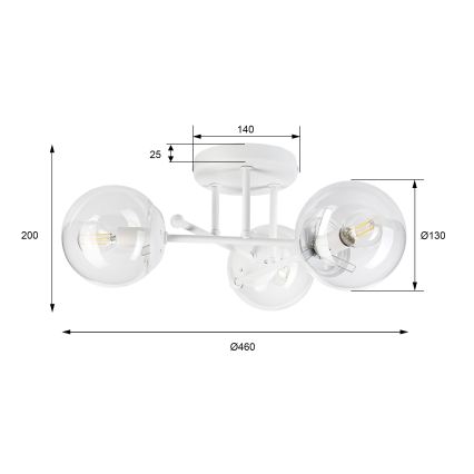 Przysufitowy żyrandol MALENA 3xE14/5W/230V biały/przezroczysty