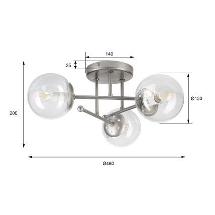 Przysufitowy żyrandol MALENA 3xE14/5W/230V matowy chrom/przezroczysty