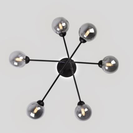Przysufitowy żyrandol OBSIDIAN 6xG9/10W/230V czarny/dymnoszary