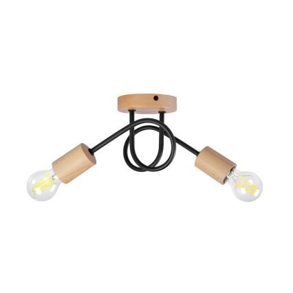 Przysufitowy żyrandol OXFORD 2xE27/15W/230V sosna/czarny