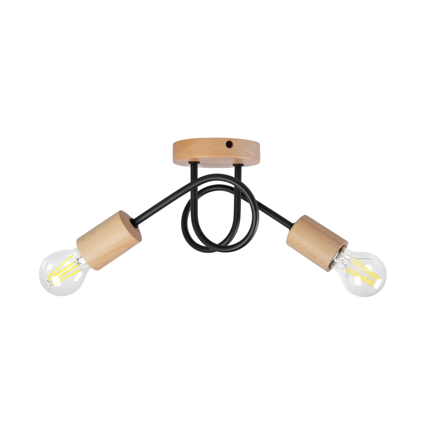 Przysufitowy żyrandol OXFORD 2xE27/15W/230V sosna/czarny