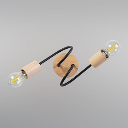 Przysufitowy żyrandol OXFORD 2xE27/15W/230V sosna/czarny