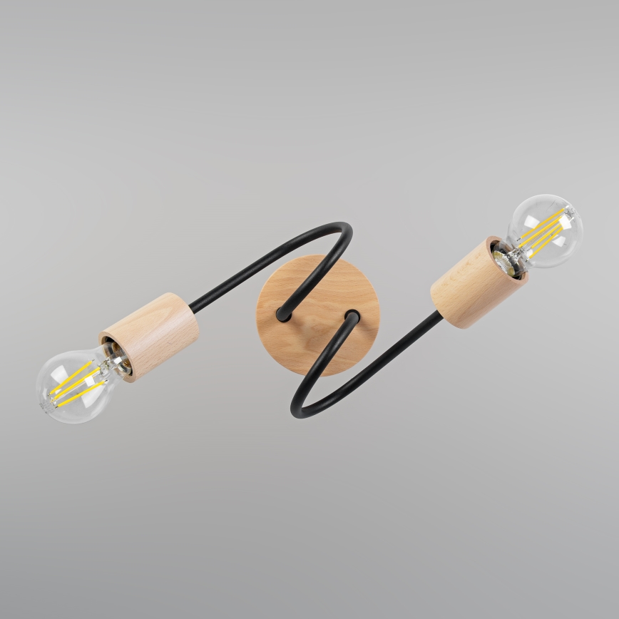 Przysufitowy żyrandol OXFORD 2xE27/15W/230V sosna/czarny