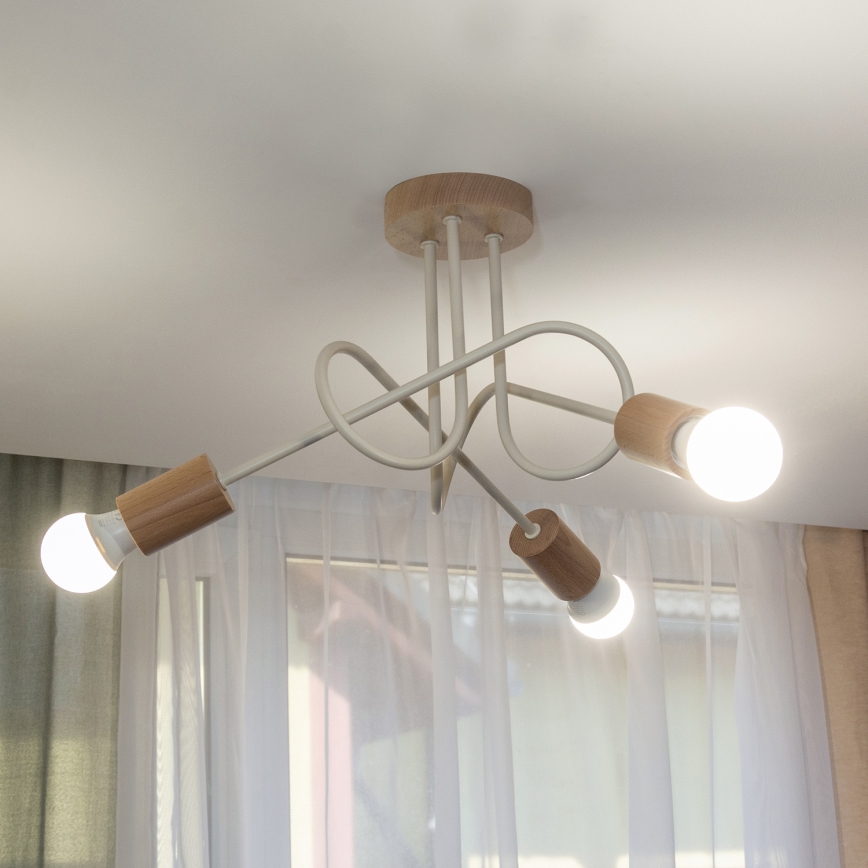 Przysufitowy żyrandol OXFORD 3xE27/15W/230V sosna/kremowa